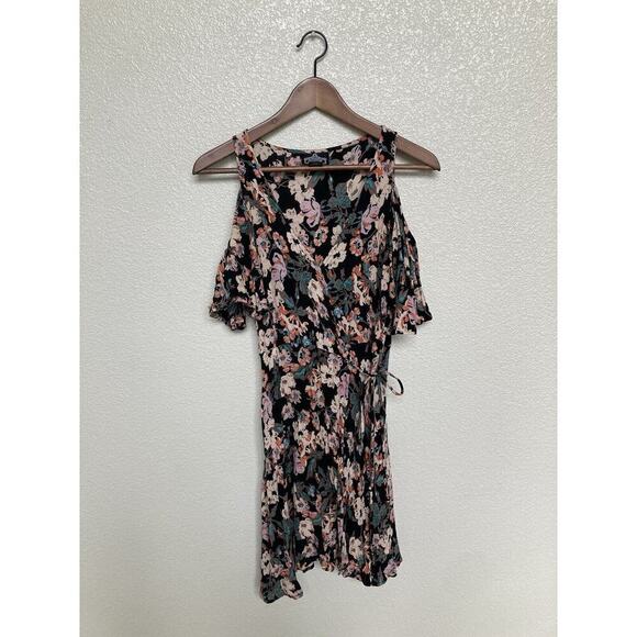 Angie boho floral gauzy tie front dress size small y2k cold shoulder beachy - Picture 1 of 5